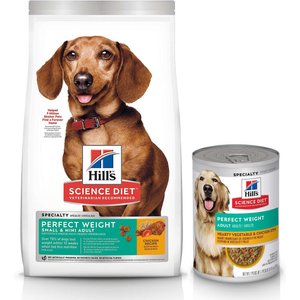 Hill's Science Diet Adult Small & Mini Perfect Weight Dry Food, 15-lb bag + Perfect Weight Hearty Vegetable & Chicken Stew Canned Dog Food