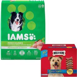 Iams ProActive Health Adult MiniChunks Dry Food + Milk-Bone Flavor Snacks for Small/Medium Dogs
