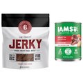 Iams ProActive Health Adult With Lamb & Rice Pate Canned Food + Bones & Chews All Natural Grain-Free Jerky Made with Real Beef Dog Treats