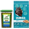 Iams ProActive Health Indoor Weight & Hairball Care Dry Food, 16-lb bag + Greenies Feline Greenies Smartbites Healthy Indoor Tuna Flavored Cat Treats