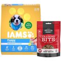Iams ProActive Health Smart Puppy Large Breed Dry Food, 30.6-lb bag + American Journey Beef Recipe Grain-Free Soft & Chewy Training Bits Dog Treats