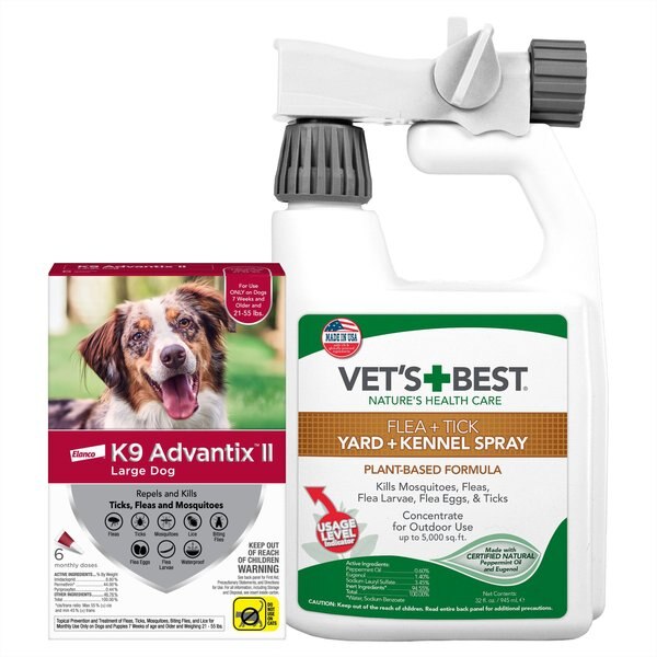 K9 Advantix II Flea & Tick Spot Treatment, 21-55 lbs + Vet's Best Flea + Tick Yard & Kennel Spray for Dogs slide 1 of 9
