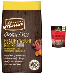 Merrick Grain-Free Dry Food Healthy Weight Recipe + Power Bites Real Texas Beef Recipe Grain-Free Soft & Chewy Dog Treats