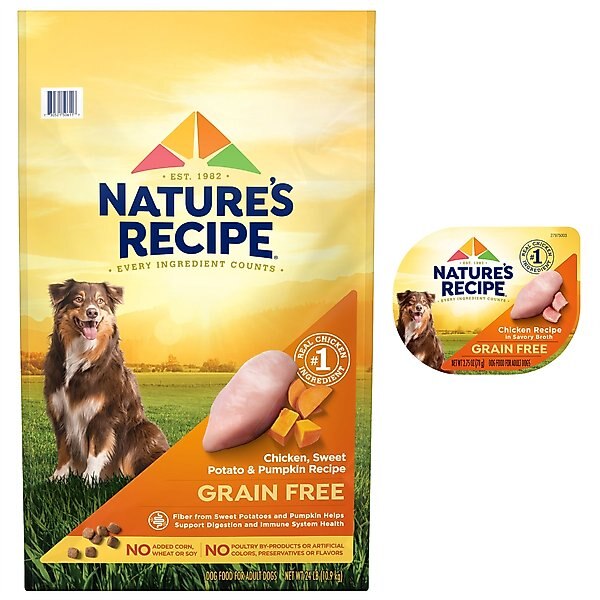 Nature's Recipe Grain-Free Chicken, Sweet Potato & Pumpkin Recipe Dry Food + Chicken Recipe in Broth Wet Dog Food slide 1 of 9