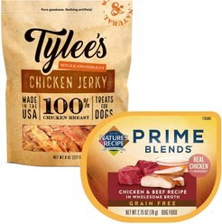 Nature's Recipe Prime Blends Chicken and Beef Recipe Grain-Free Wet Food + Tylee's Chicken Jerky Dog Treats