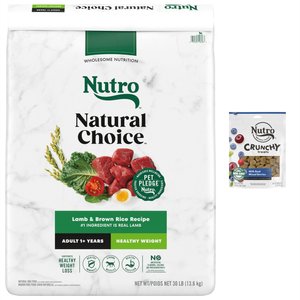 Nutro Natural Choice Healthy Weight Adult Lamb & Brown Rice Recipe Dry Food + Crunchy with Real Mixed Berries Dog Treats