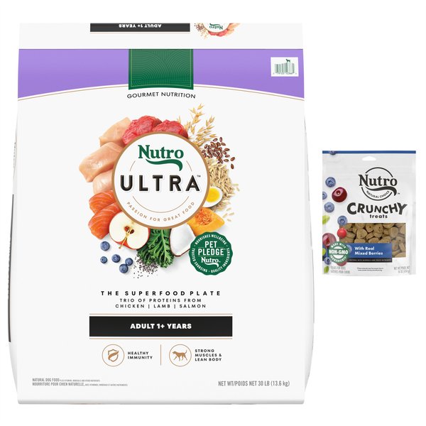Nutro Ultra Adult Dry Food + Crunchy with Real Mixed Berries Dog Treats slide 1 of 6