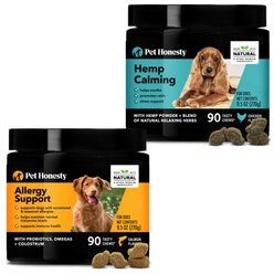 PetHonesty Allergy Support Immunity Strength & Digestive Health + Hemp Calming Anxiety & Hyperactivity Soft Chews Dog Supplement