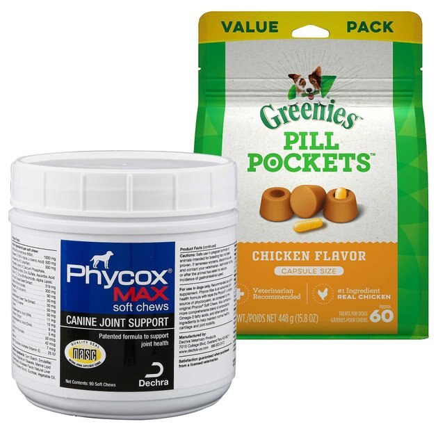 Phycox MAX Soft Chews Joint Support Supplement + Greenies Pill Pockets