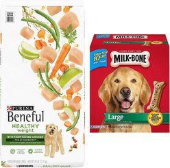 Purina Beneful Healthy Weight with Farm-Raised Chicken Dry Food + Milk-Bone Original Large Biscuit Dog Treats