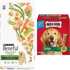 Purina Beneful Healthy Weight with Farm-Raised Chicken Dry Food + Milk-Bone Original Large Biscuit Dog Treats