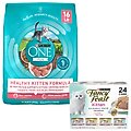 Purina ONE Healthy Kitten Formula Dry Food + Fancy Feast Tender Feast Canned Kitten Food