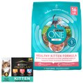 Purina ONE Healthy Kitten Formula Dry Food + Pro Plan FOCUS Kitten Favorites Wet Kitten Food