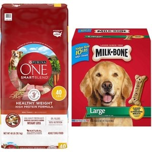 Purina ONE SmartBlend Healthy Weight High Protein Formula Adult Dry Food + Milk-Bone Original Large Biscuit Dog Treats