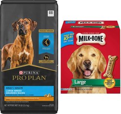 Purina Pro Plan Adult Large Breed Shredded Blend Chicken & Rice Formula Dry Food + Milk-Bone Original Large Biscuit Dog Treats