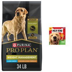 Purina Pro Plan Adult Large Breed Weight Management Chicken & Rice Formula Dry Food + Milk-Bone Original Large Biscuit Dog Treats