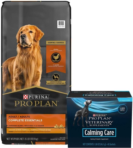Purina Pro Plan Adult Shredded Blend Chicken & Rice Formula Dry Food + Veterinary Diets Calming Care Probiotic Dog Supplement slide 1 of 8
