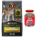 Purina Pro Plan Adult Weight Management Formula Dry Food + Milk-Bone Mini's Flavor Snacks Beef, Chicken & Bacon Flavored Biscuit Dog Treats