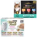 Purina Pro Plan FOCUS Kitten Favorites + Fancy Feast Tender Feast Canned Kitten Food