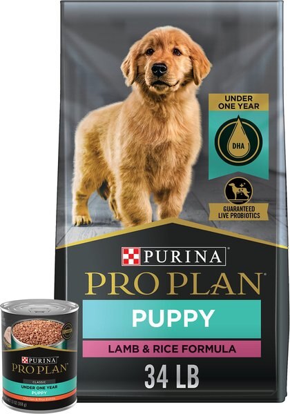 Purina Pro Plan Puppy Lamb & Rice Formula Dry + Canned Dog Food slide 1 of 9