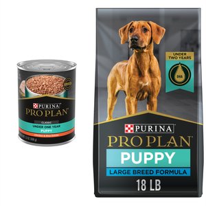 Purina Pro Plan Puppy Large Breed Chicken & Rice Formula with Probiotics Dry + Canned Dog Food, 18-lb bag