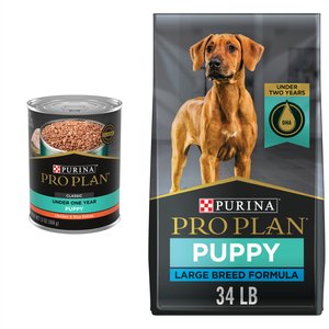 Purina Pro Plan Puppy Large Breed Chicken & Rice Formula with Probiotics Dry + Canned Dog Food, 34-lb bag