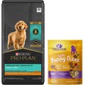 Purina Pro Plan Puppy Shredded Blend Chicken & Rice Formula with Probiotics Dry Food + Wellness Soft Puppy Bites Lamb & Salmon Recipe Grain-Free Dog Treats