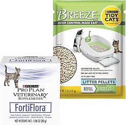 Purina Pro Plan Veterinary Diets FortiFlora Probiotic Gastrointestinal Support Supplement, 30 packets + Tidy Cats Breeze Cat Litter Pellets Refill