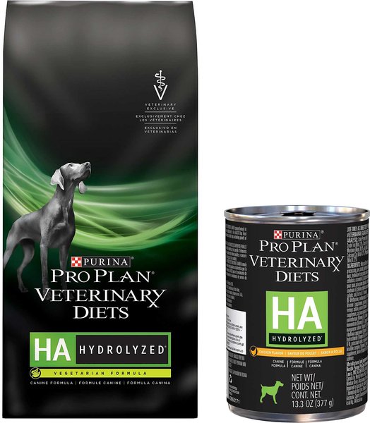 Purina Pro Plan Veterinary Diets HA Hydrolyzed Formula Dry Food + Chicken Flavor Pate Adult Canned Dog Food slide 1 of 6