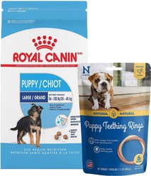 Royal Canin Large Puppy Dry Food + N-Bone Puppy Teething Ring Chicken Flavor Dog Treats