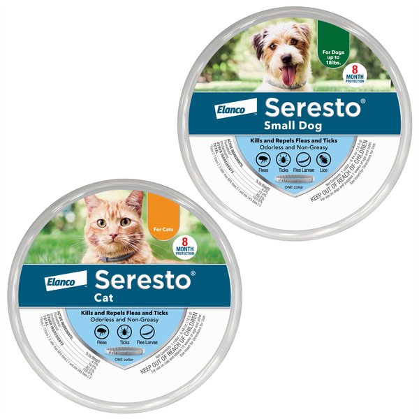 Seresto Flea & Tick Collar for Dogs, up to 18-lbs + Flea & Tick Collar for Cats slide 1 of 9