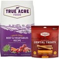 True Acre Foods Grain-Free Beef & Vegetable Dry Dog Food + All-Natural Dental Chew Sticks, Peanut Butter Flavor