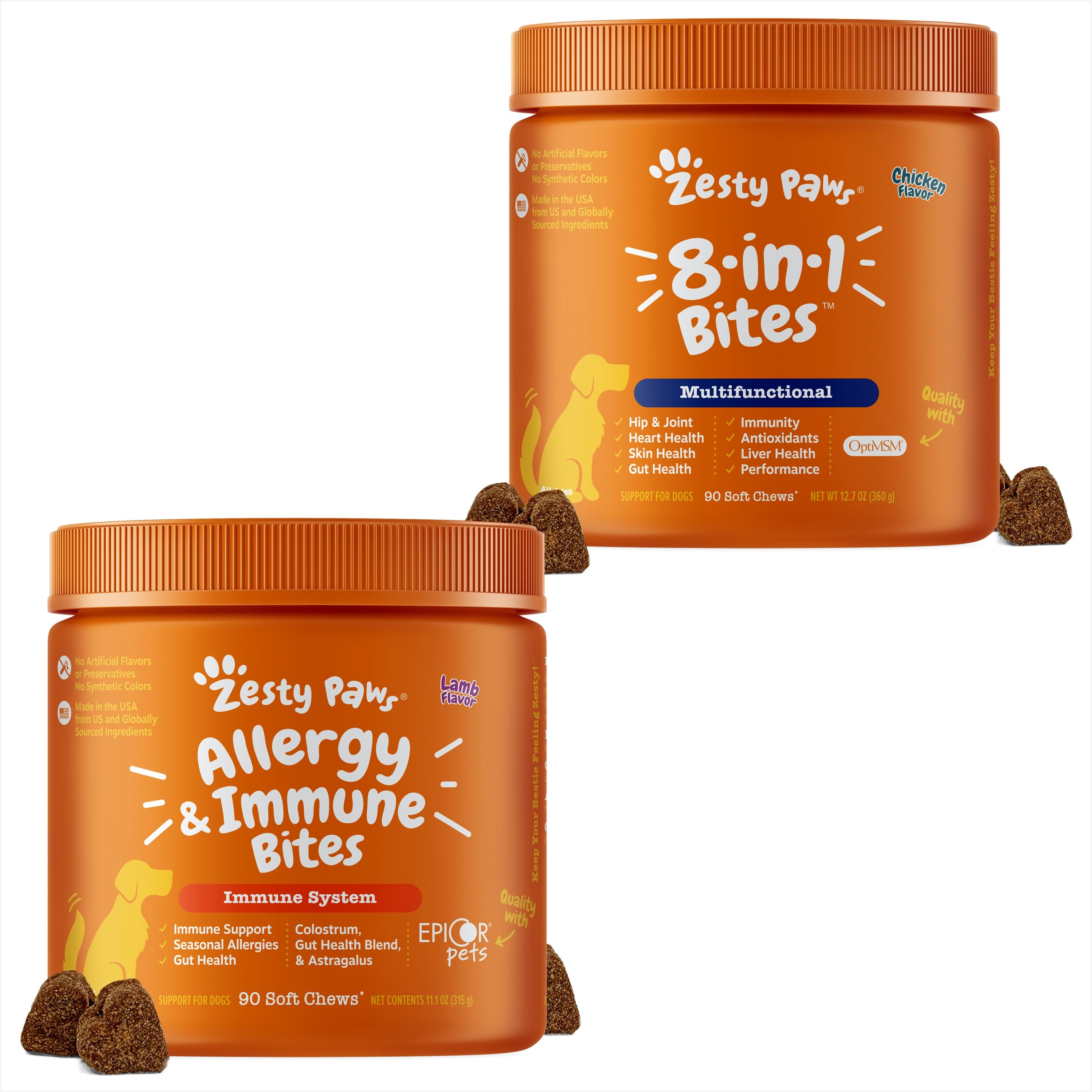 Zesty Paws Multivitamin 8 In 1 Bites Chicken Flavored Soft Chews