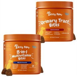 Zesty Paws 8-in-1 Multivitamin Bites + Cranberry Bladder Bites Urinary Tract Support Chicken Flavor Chews for Dogs