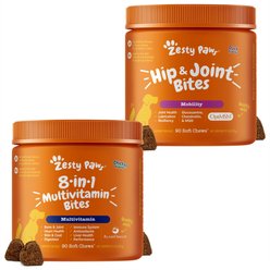 Zesty Paws Mobility Bites Hip & Joint Support + 8-in-1 Multivitamin Bites Chicken Flavor Dog Supplement