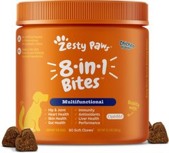 Zesty Paws Omega Bites Skin & Coat Support + 8-in-1 Multivitamin Bites Chicken Flavor Dog Supplement slide 2 of 9