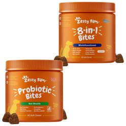 Zesty Paws Probiotic Bites Digestion + 8-in-1 Multivitamin Bites Chicken Flavor Dog Supplement