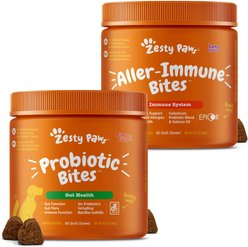 Zesty Paws Probiotic Bites Digestion + Aller-Immune Bites Lamb Flavor Immune System Soft Chews Dog Supplement