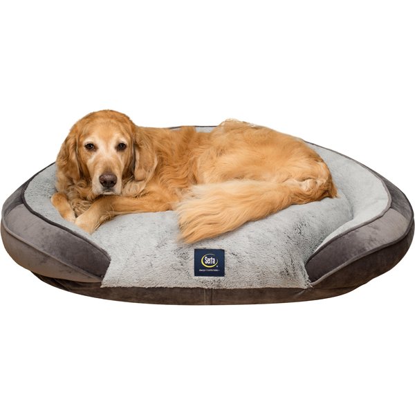SERTA Oval Couch Cat & Dog Bed, Gray, Large