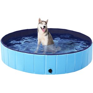 Yaheetech Foldable Outdoor Hard Plastic Dog & Cat Swimming Pool, Blue, X-Large