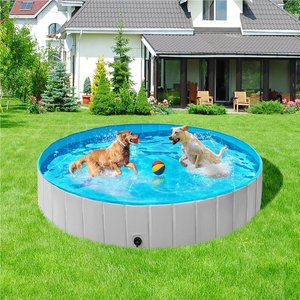 Yaheetech Foldable Outdoor Hard Plastic Dog & Cat Swimming Pool, Gray, XX-Large