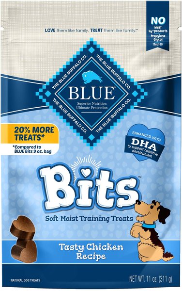 Blue Buffalo Blue Bits Tasty Chicken Recipe Soft-Moist Training Dog Treats, 11-oz bag slide 1 of 6