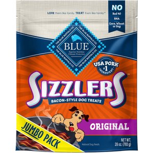 Blue Buffalo Sizzlers with Real Pork Bacon-Style Dog Treats, 28-oz bag