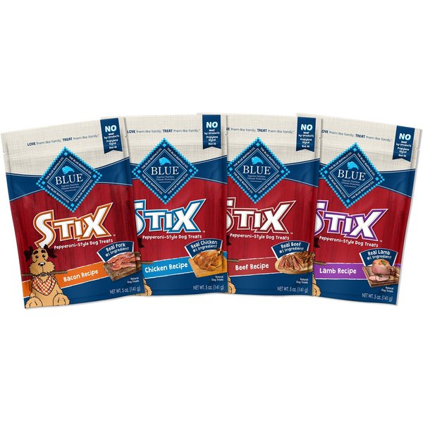 BLUE BUFFALO Stix SoftMoist Variety Pack Dog Treats, 5oz bag, 4 count