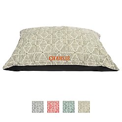 Majestic Pet Charlie Personalized Pillow Cat & Dog Bed, Beige Metallic, Small/Medium