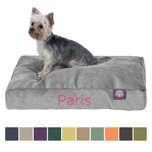 Majestic Pet Shredded Memory Foam Villa Personalized Pillow Cat & Dog Bed with Removable Cover, Vintage, Small
