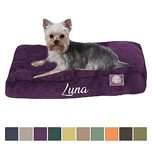 Majestic Pet Shredded Memory Foam Villa Personalized Pillow Cat & Dog Bed with Removable Cover, Aubergine, Small