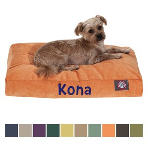 Majestic Pet Shredded Memory Foam Villa Personalized Pillow Cat & Dog Bed with Removable Cover, Orange, Medium