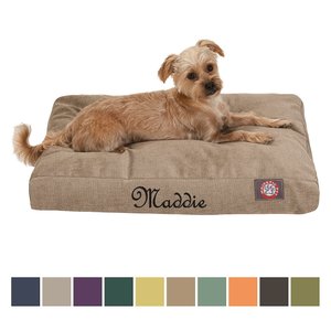 Majestic Pet Shredded Memory Foam Villa Personalized Pillow Cat & Dog Bed w/ Removable Cover, Pearl, Medium