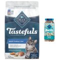 Blue Buffalo Indoor Health Chicken & Brown Rice Recipe Adult Dry Food + Bursts with Savory Seafood Cat Treats